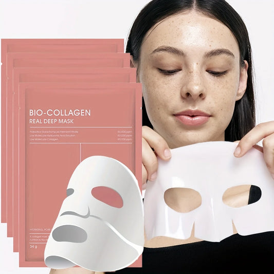 10PCS Bio Collagen Face Mask Shrink Pores Deep Hydrating Overnight Mask Moisturizing Refreshing Brightening Face Skin Care