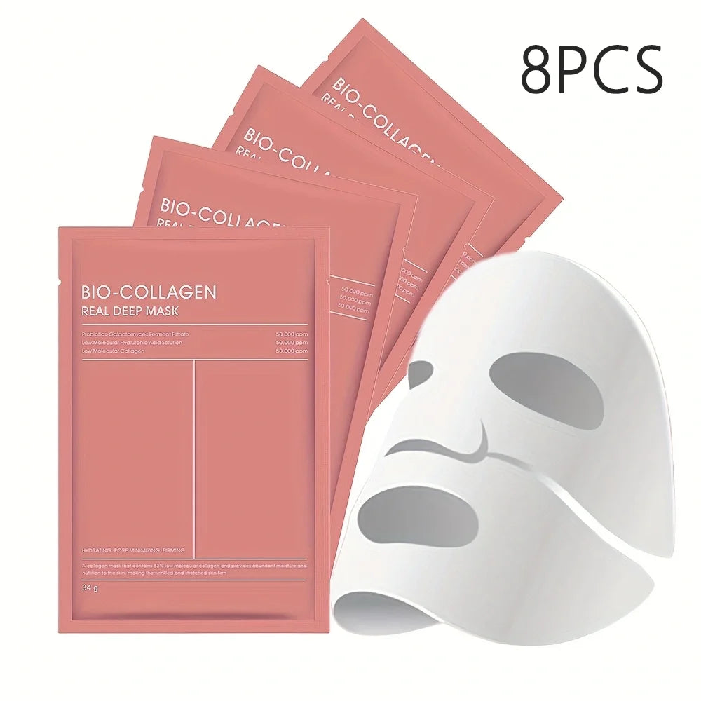 10PCS Bio Collagen Face Mask Shrink Pores Deep Hydrating Overnight Mask Moisturizing Refreshing Brightening Face Skin Care