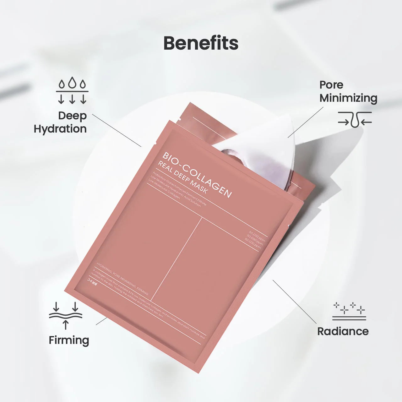 10PCS Bio Collagen Face Mask Shrink Pores Deep Hydrating Overnight Mask Moisturizing Refreshing Brightening Face Skin Care