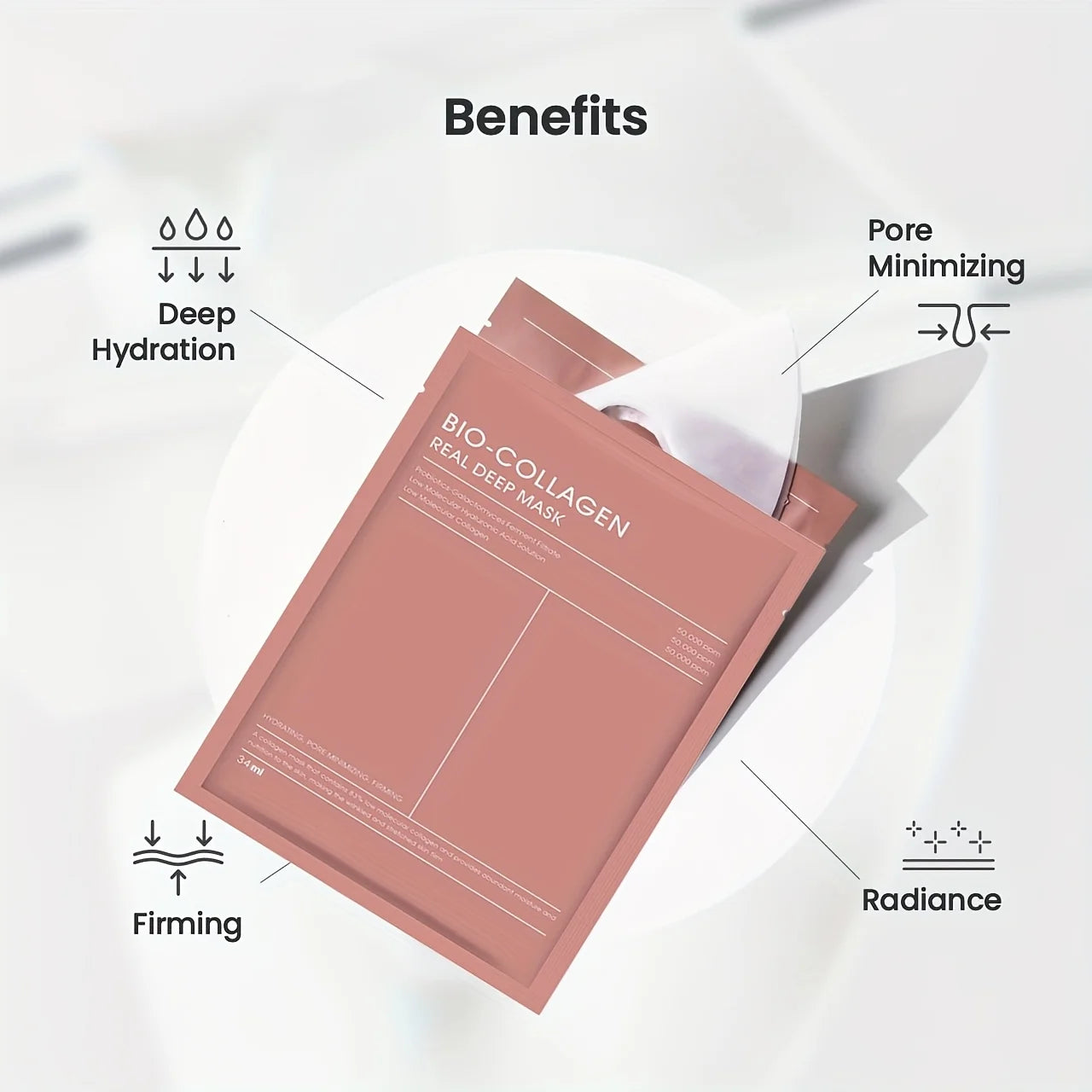 10PCS Bio Collagen Face Mask Shrink Pores Deep Hydrating Overnight Mask Moisturizing Refreshing Brightening Face Skin Care